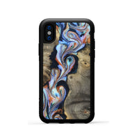 iPhone Xs Wood Phone Case - Merton (Teal & Gold, 820396)