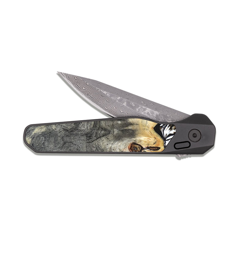 EDC Dark Damascus Wood Pocket Knife - Merle (Black & White, 820401)