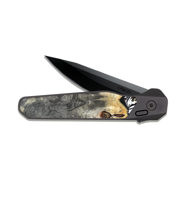 EDC Dark Slate Wood Pocket Knife - Merle (Black & White, 820401)