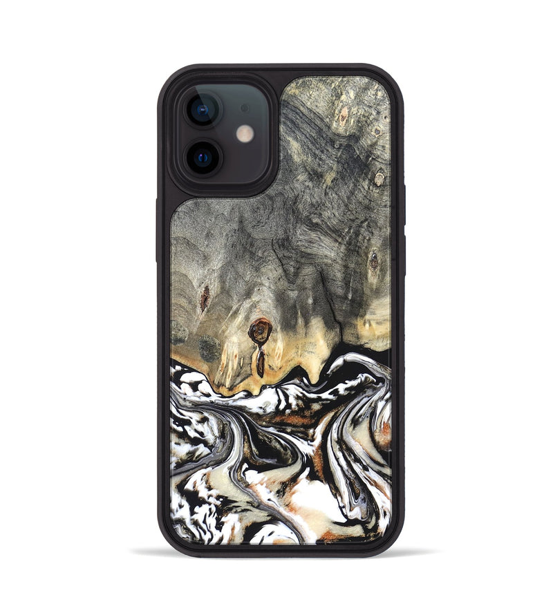 iPhone 12 Wood Phone Case - Merle (Black & White, 820401)