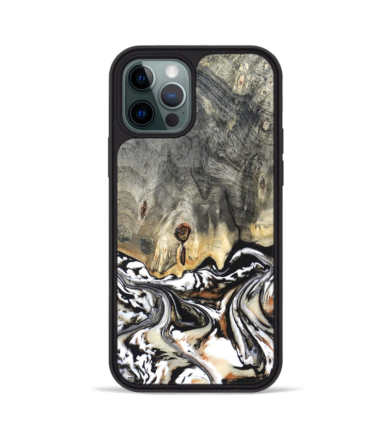 iPhone 12 Pro Wood Phone Case - Merle (Black & White, 820401)