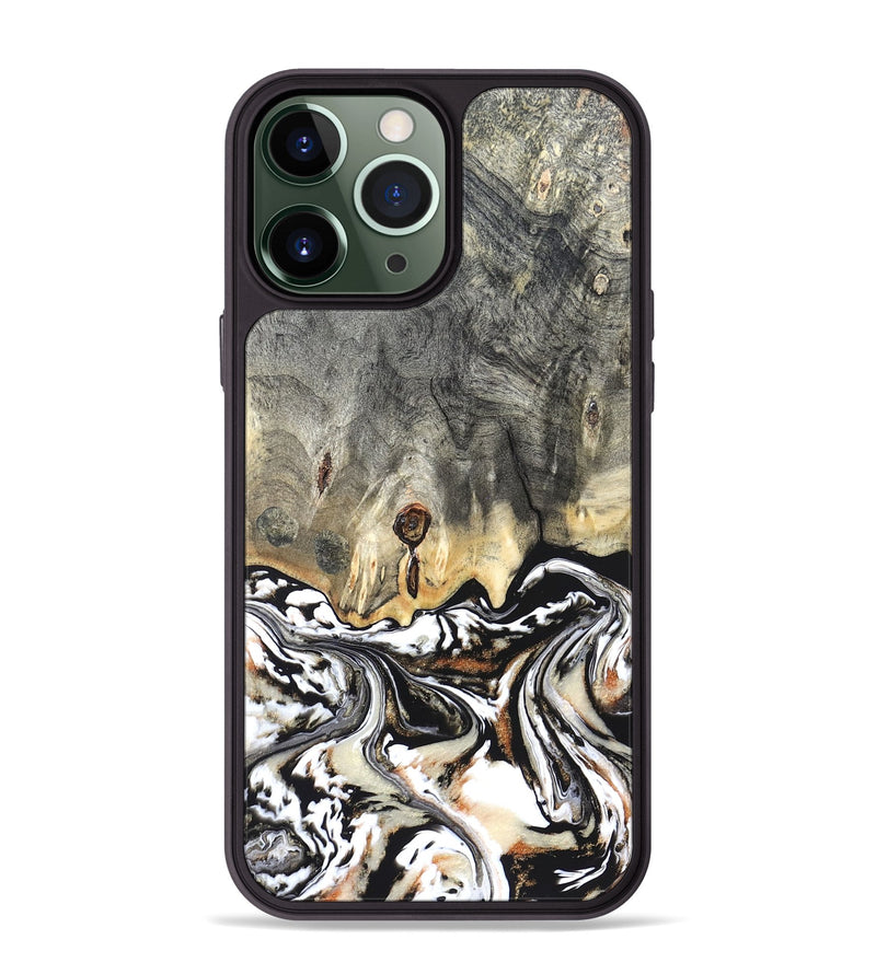 iPhone 13 Pro Max Wood Phone Case - Merle (Black & White, 820401)