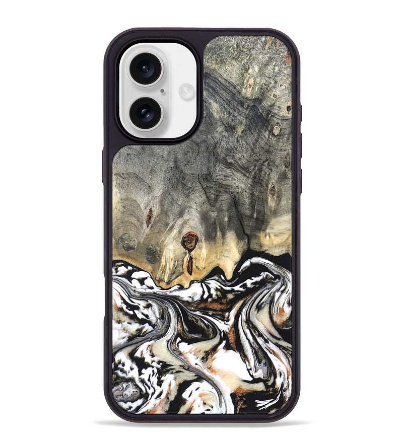 iPhone 16 Plus Wood Phone Case - Merle (Black & White, 820401)
