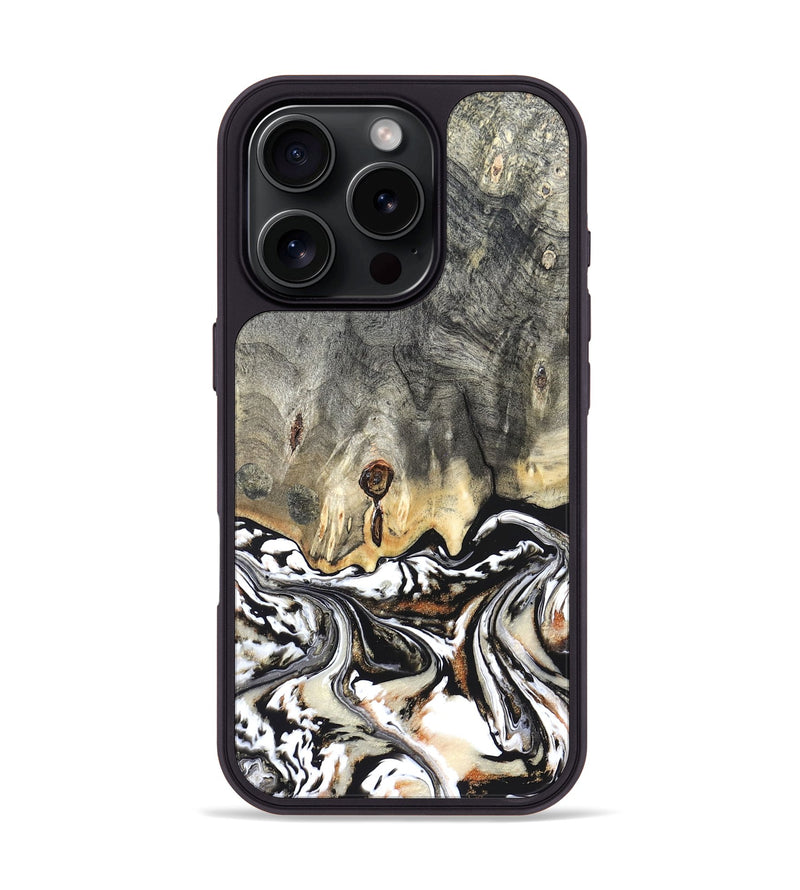 iPhone 16 Pro Wood Phone Case - Merle (Black & White, 820401)