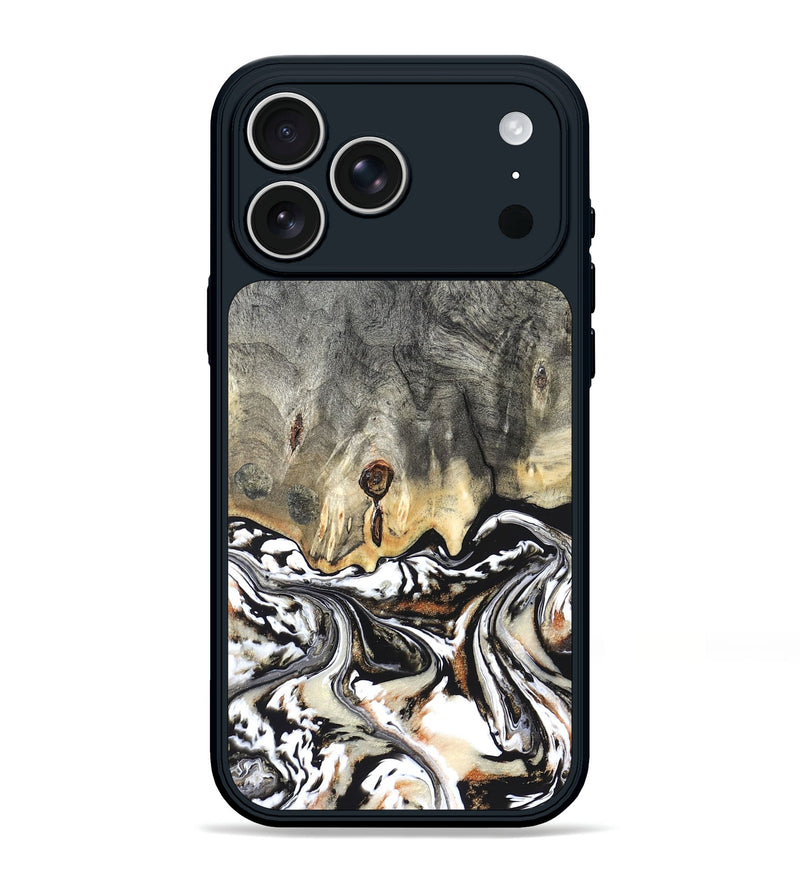 iPhone 17 Pro Max Wood Phone Case - Merle (Black & White, 820401)
