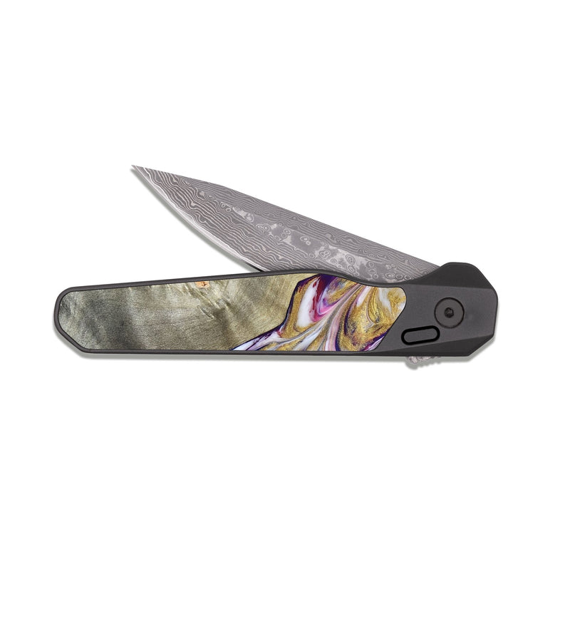 EDC Dark Damascus Wood Pocket Knife - Chaim (Merica, 820436)