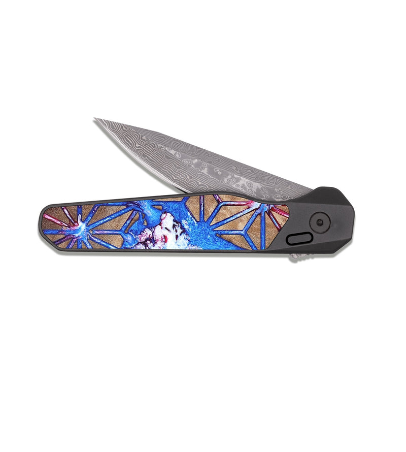 EDC Dark Damascus Wood Pocket Knife - Adriane (Merica, 820464)