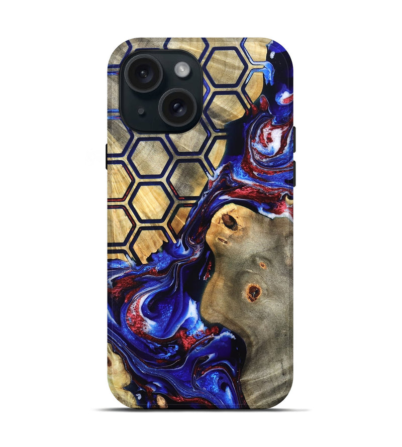 iPhone 15 Wood Live Edge Phone Case - Caleigh (Merica, 820490)