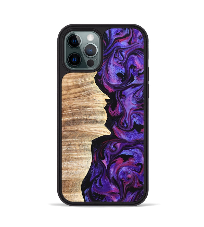 iPhone 12 Pro Wood Phone Case - Ariana (Purple, 820495)