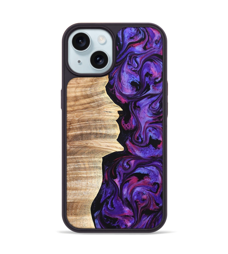 iPhone 15 Wood Phone Case - Ariana (Purple, 820495)