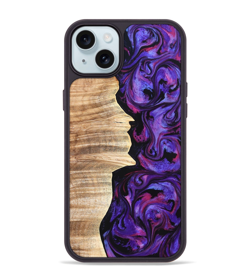 iPhone 15 Plus Wood Phone Case - Ariana (Purple, 820495)