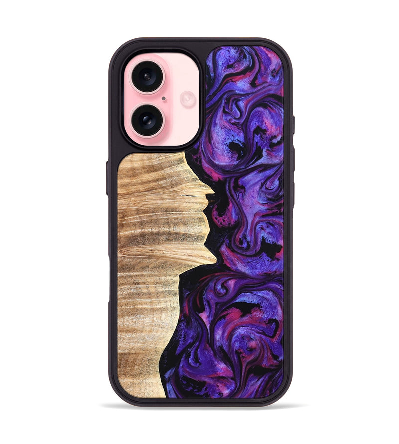 iPhone 16 Wood Phone Case - Ariana (Purple, 820495)
