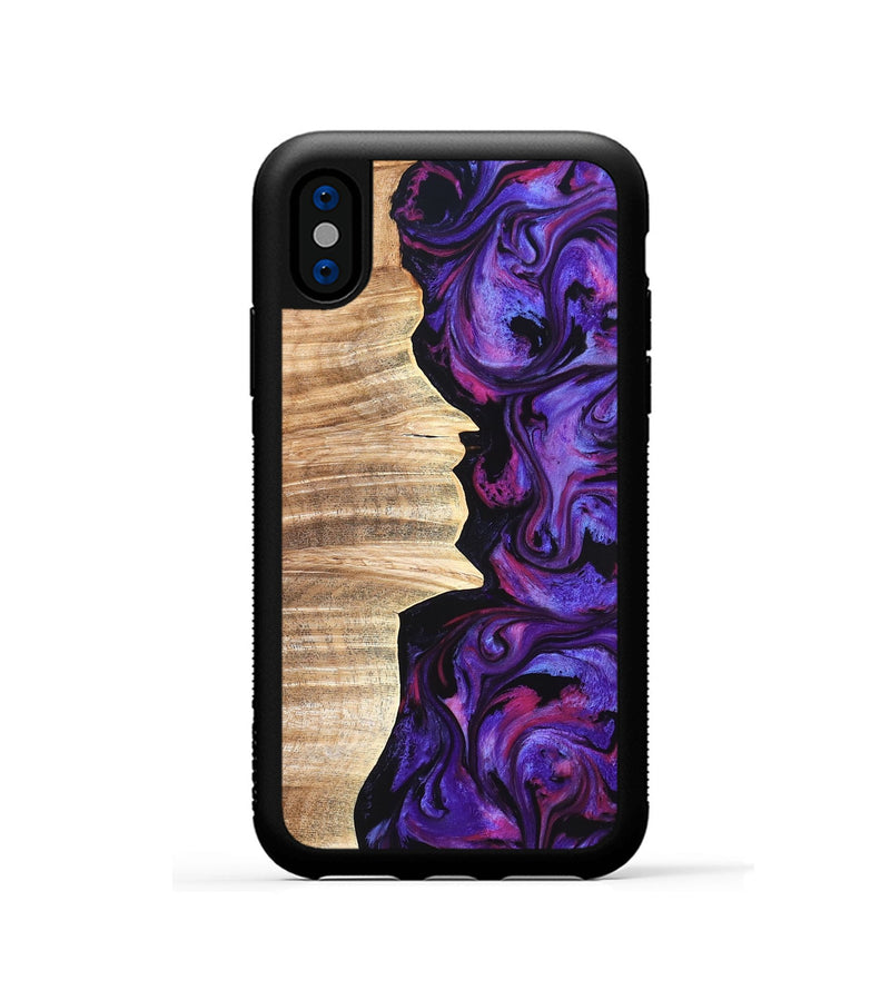 iPhone Xs Wood Phone Case - Ariana (Purple, 820495)