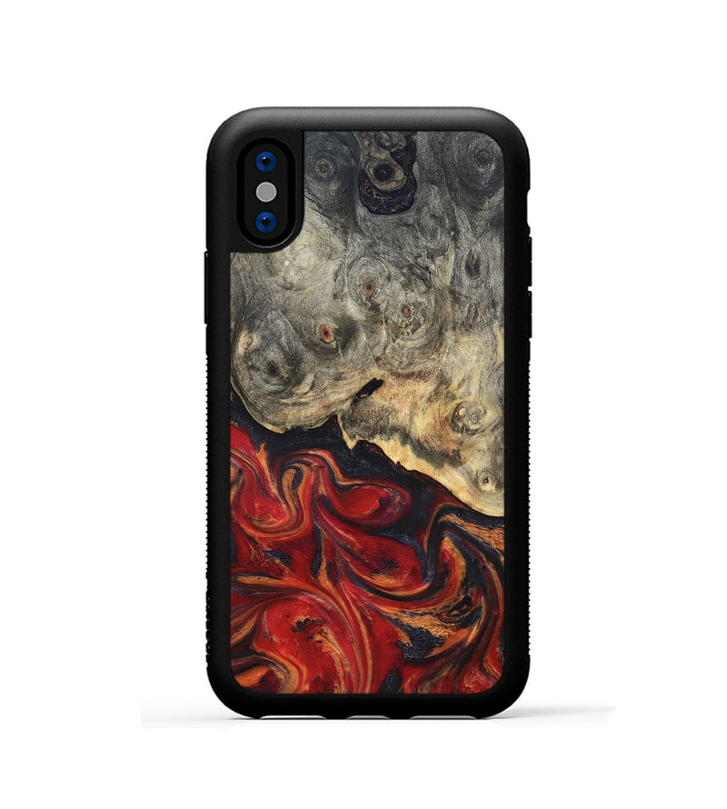 iPhone Xs Wood Phone Case - Urban (Red, 820502)