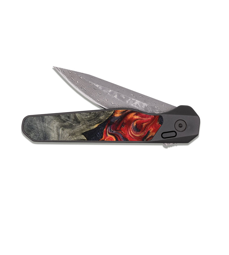 EDC Dark Damascus Wood Pocket Knife - Juliet (Red, 820503)