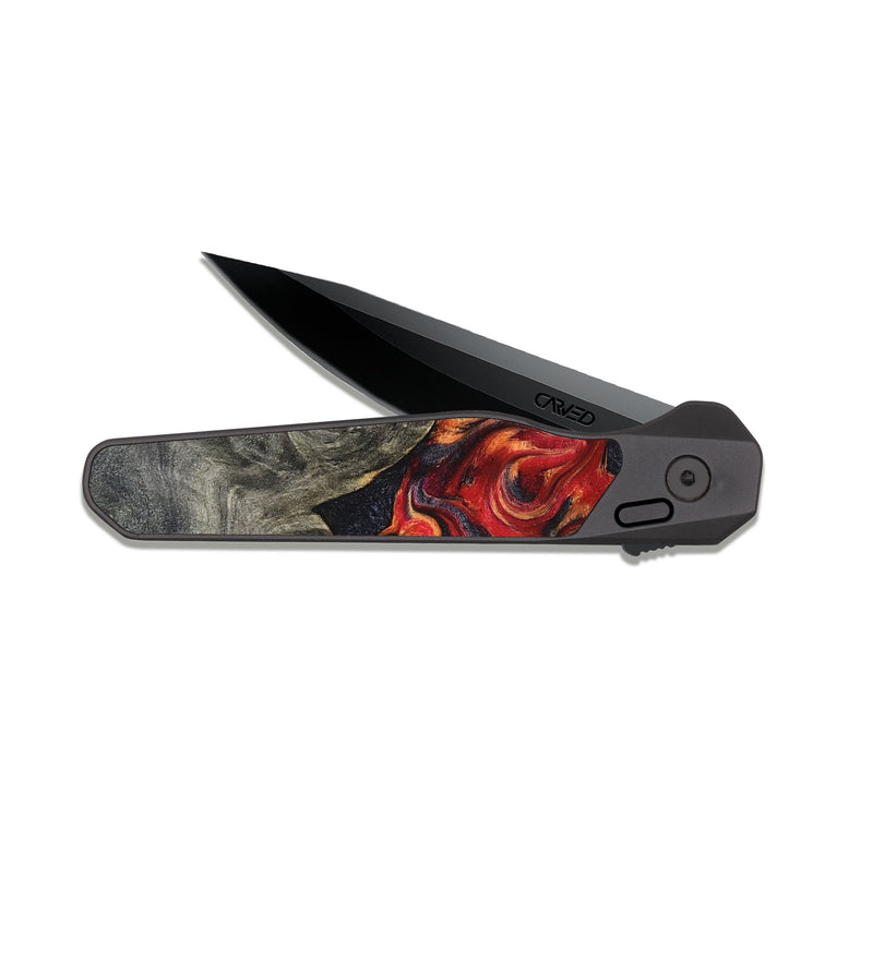 EDC Dark Slate Wood Pocket Knife - Juliet (Red, 820503)