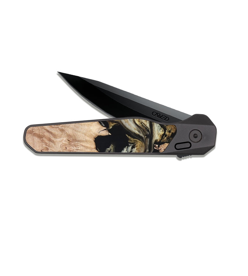 EDC Dark Slate Wood Pocket Knife - Ludwig (Black & White, 820504)