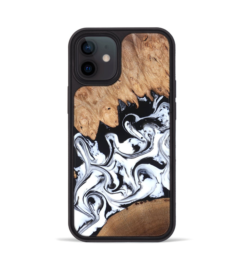 iPhone 12 Wood Phone Case - Anya (Black & White, 820505)