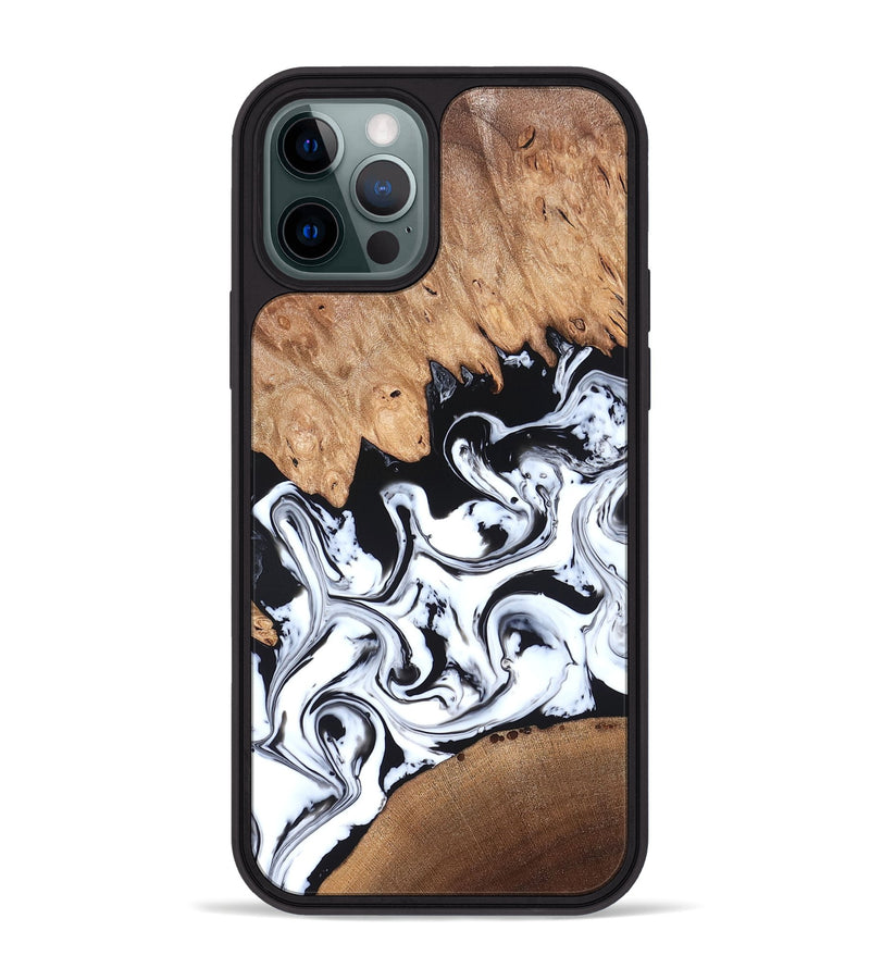iPhone 12 Pro Max Wood Phone Case - Anya (Black & White, 820505)