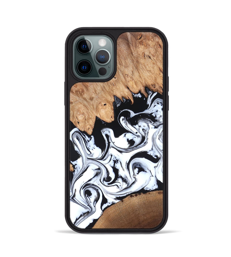 iPhone 12 Pro Wood Phone Case - Anya (Black & White, 820505)