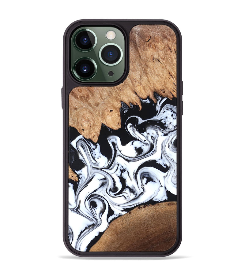 iPhone 13 Pro Max Wood Phone Case - Anya (Black & White, 820505)