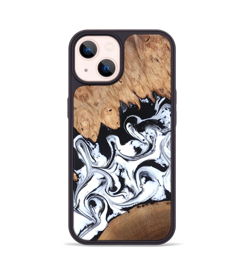 iPhone 14 Wood Phone Case - Anya (Black & White, 820505)