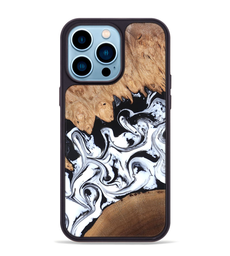 iPhone 14 Pro Max Wood Phone Case - Anya (Black & White, 820505)