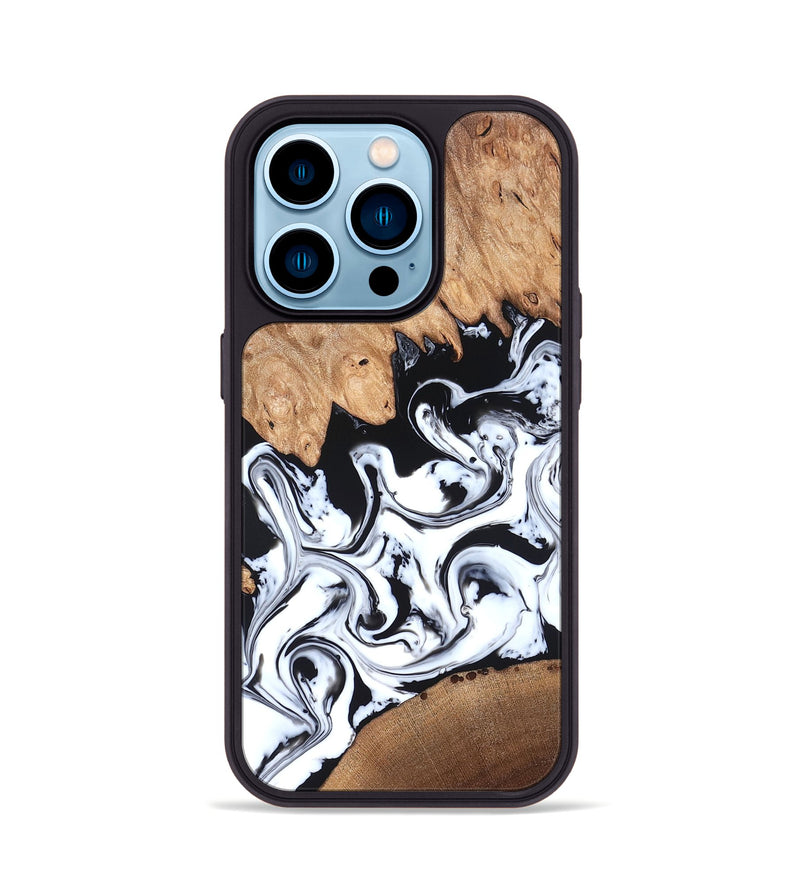 iPhone 14 Pro Wood Phone Case - Anya (Black & White, 820505)