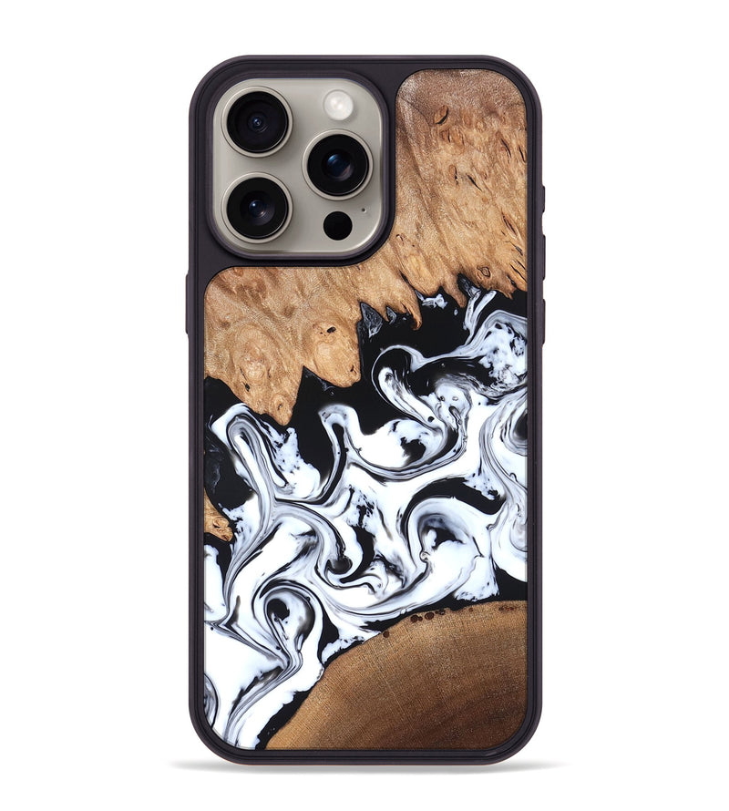iPhone 15 Pro Max Wood Phone Case - Anya (Black & White, 820505)