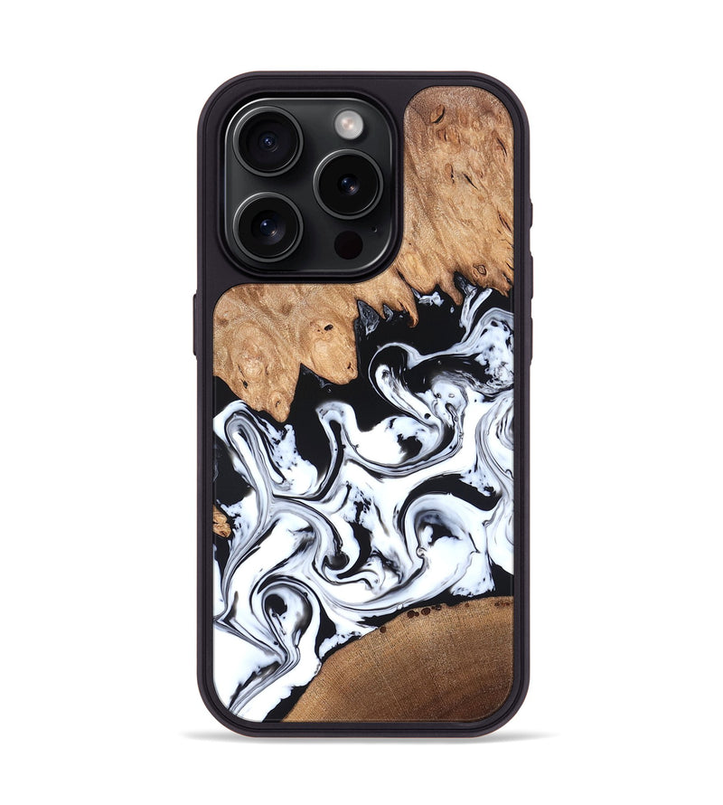 iPhone 15 Pro Wood Phone Case - Anya (Black & White, 820505)
