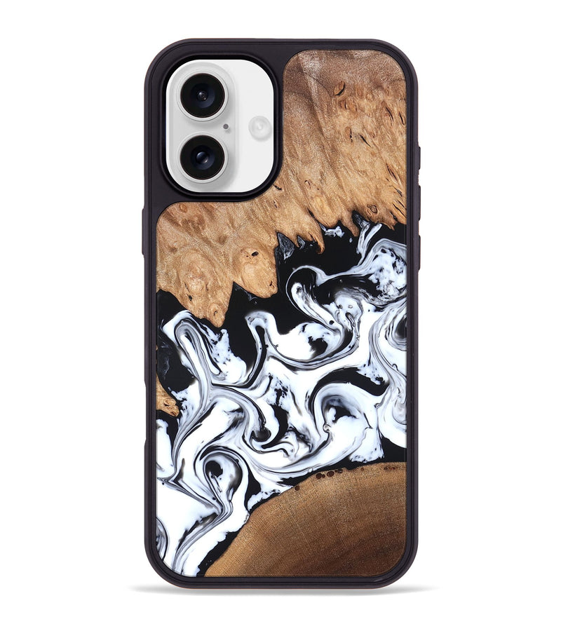 iPhone 16 Plus Wood Phone Case - Anya (Black & White, 820505)