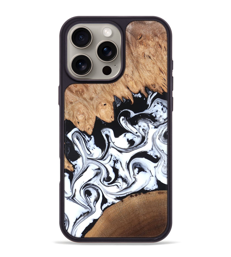 iPhone 16 Pro Max Wood Phone Case - Anya (Black & White, 820505)