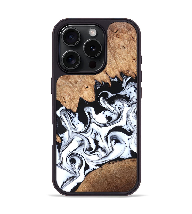 iPhone 16 Pro Wood Phone Case - Anya (Black & White, 820505)