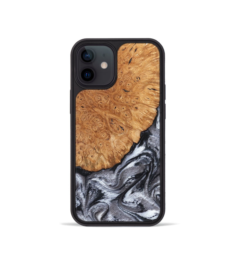 iPhone 12 mini Wood Phone Case - Polly (Black & White, 820506)