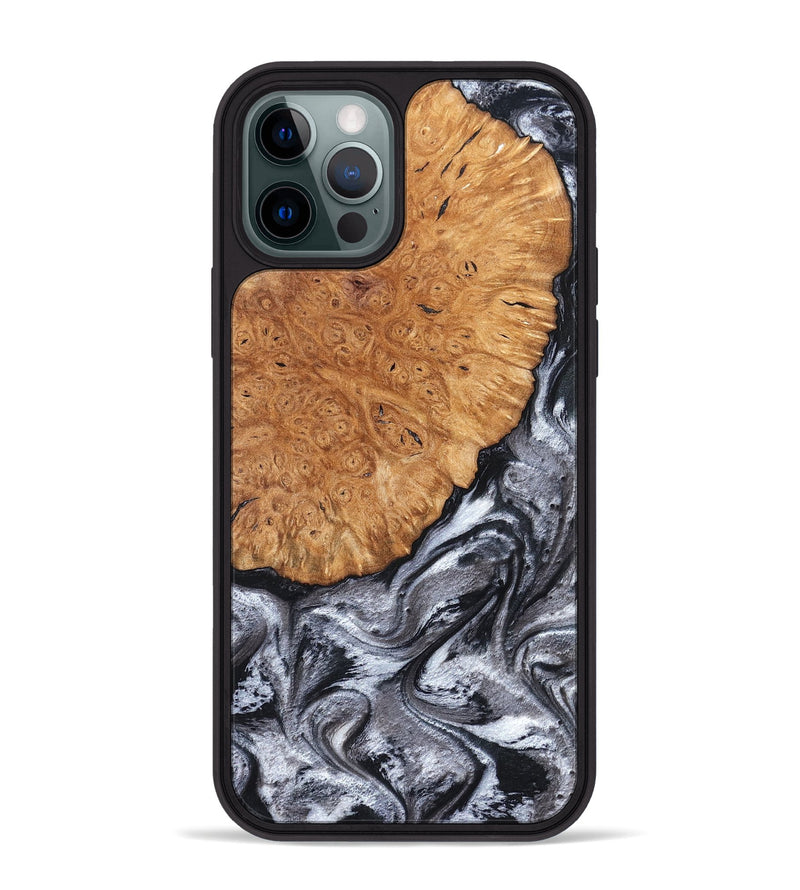 iPhone 12 Pro Max Wood Phone Case - Polly (Black & White, 820506)