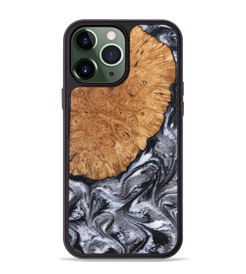 iPhone 13 Pro Max Wood Phone Case - Polly (Black & White, 820506)
