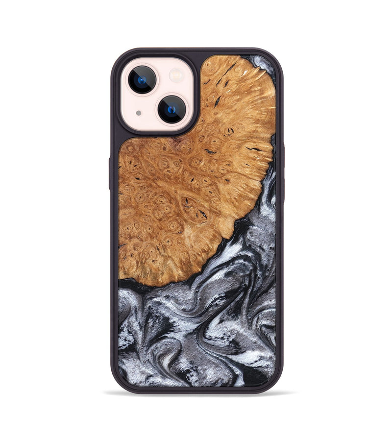 iPhone 14 Wood Phone Case - Polly (Black & White, 820506)