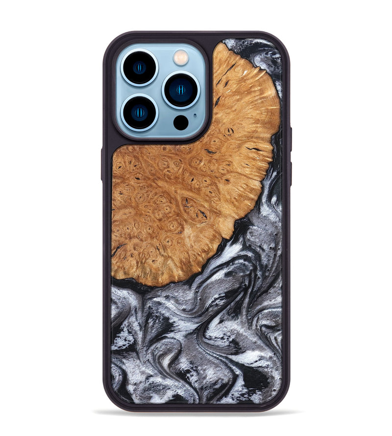 iPhone 14 Pro Max Wood Phone Case - Polly (Black & White, 820506)