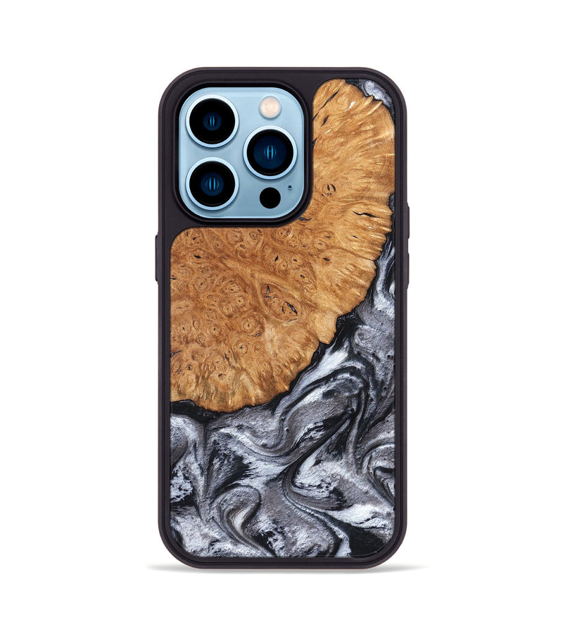 iPhone 14 Pro Wood Phone Case - Polly (Black & White, 820506)