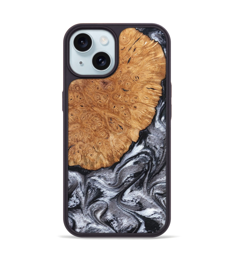 iPhone 15 Wood Phone Case - Polly (Black & White, 820506)
