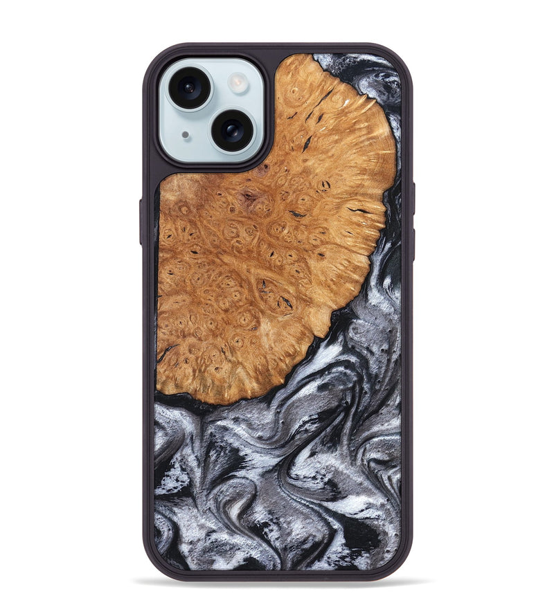 iPhone 15 Plus Wood Phone Case - Polly (Black & White, 820506)