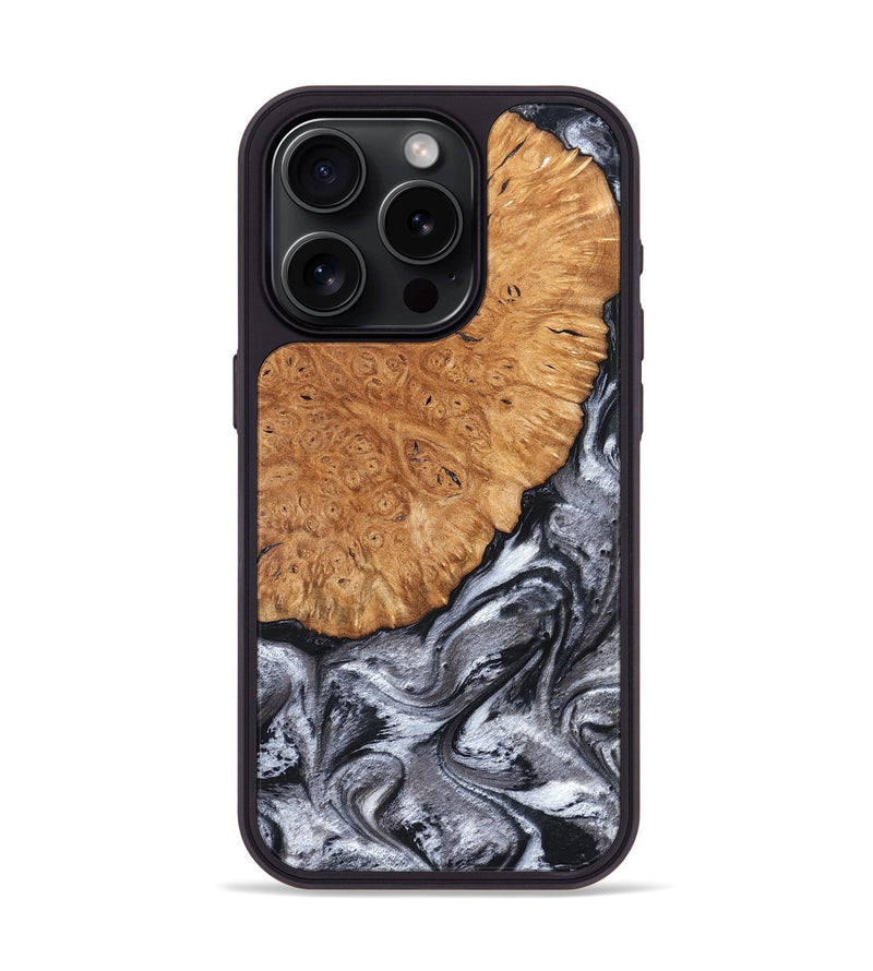 iPhone 15 Pro Wood Phone Case - Polly (Black & White, 820506)
