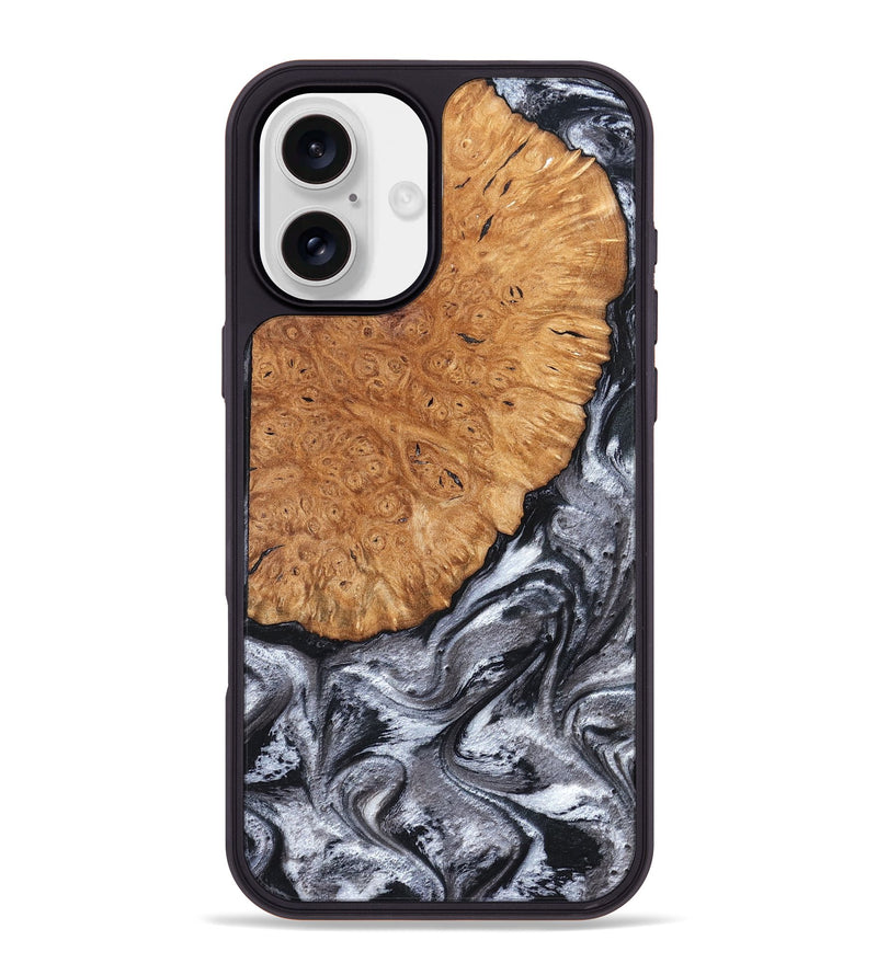 iPhone 16 Plus Wood Phone Case - Polly (Black & White, 820506)