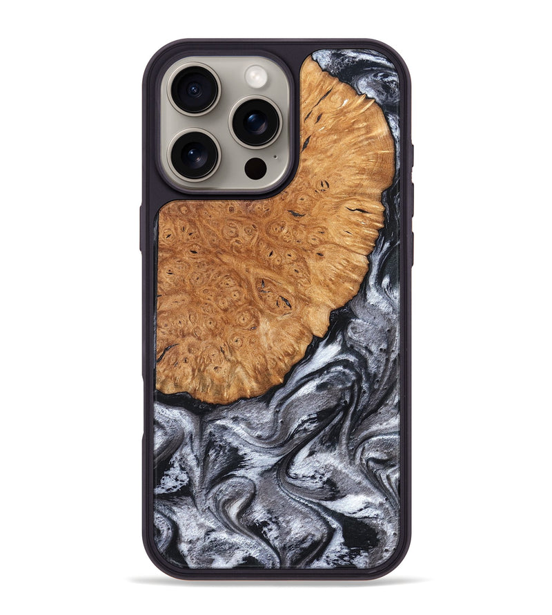 iPhone 16 Pro Max Wood Phone Case - Polly (Black & White, 820506)