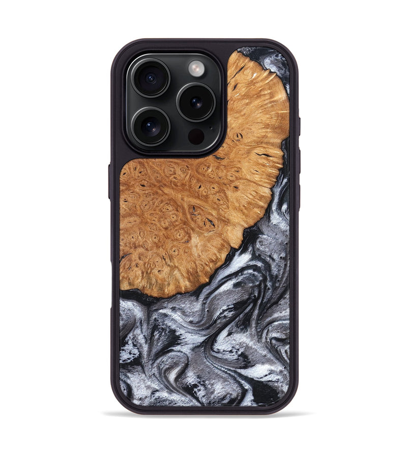 iPhone 16 Pro Wood Phone Case - Polly (Black & White, 820506)