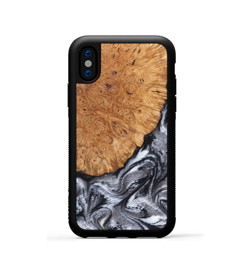 iPhone Xs Wood Phone Case - Polly (Black & White, 820506)