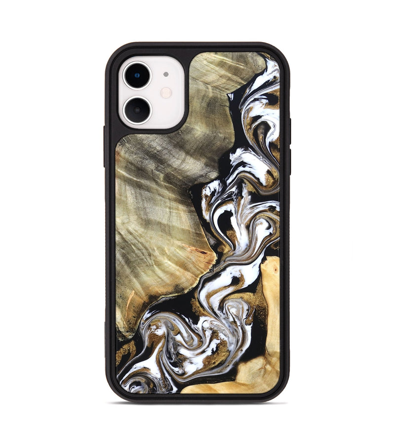 iPhone 11 Wood Phone Case - Yaakov (Black & White, 820507)