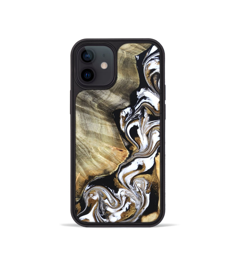 iPhone 12 mini Wood Phone Case - Yaakov (Black & White, 820507)