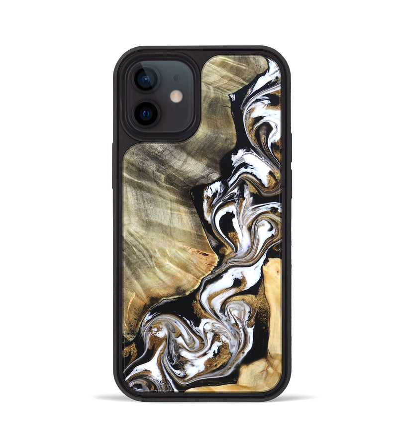 iPhone 12 Wood Phone Case - Yaakov (Black & White, 820507)
