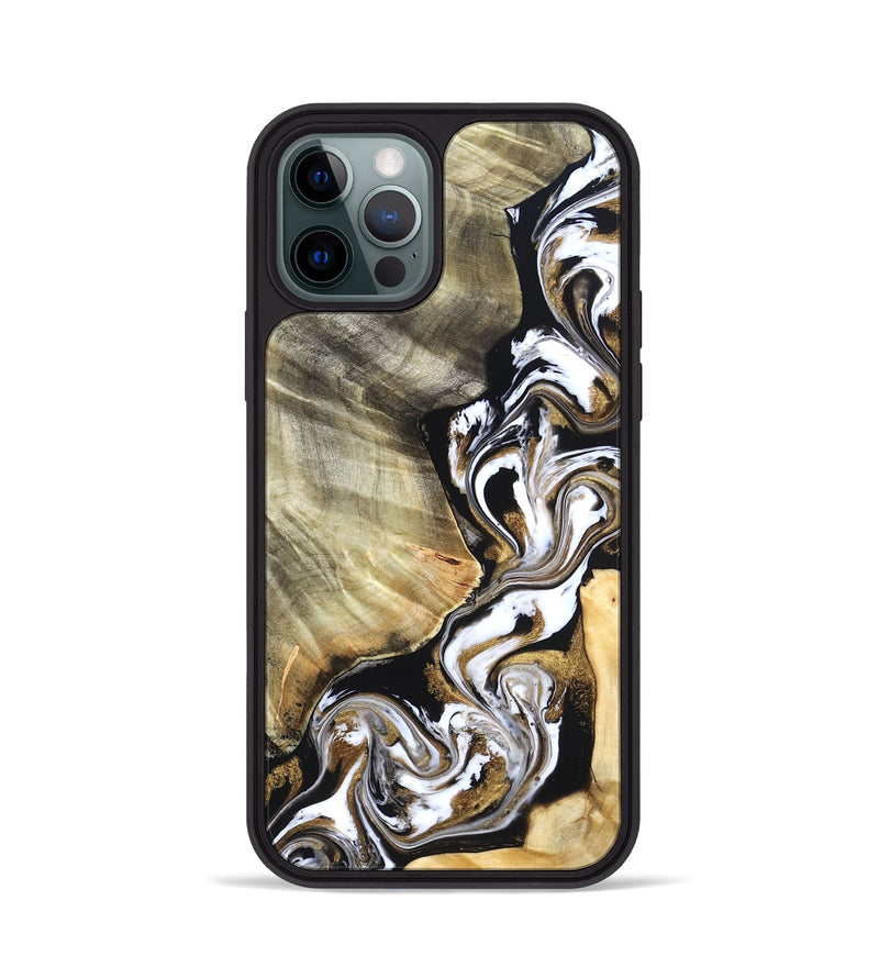 iPhone 12 Pro Wood Phone Case - Yaakov (Black & White, 820507)